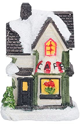 Yuecoom Weihnachtsdorfhaus, LED-Weihnachtsharz-Lichthaus Mit LED-Licht, Batteriebetrieben, Weihnachtsdorf-Displays Für Zuhause, Büro, Geschäft, Weihnachtsfeste