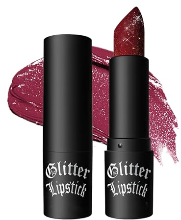 Glitzer-Lippenstift Rot, Diamond Metallic Funkelnder Matt Lippenstift, Wasserdichter Langanhaltender Glitter Lipgloss, Not-Stick Cup Shimmer Lip Tint Lipstick Make-up für Weihnachten-07 Wine Red