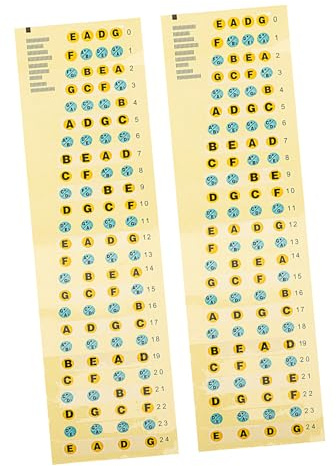 Bass Lernaufkleber 2 Stück für Bass Griffbrett, Übungswerkzeug | Papier und Pvc, Abnehmbar, Kompakt, für Anfänger und Kinder, zur Orientierung Am Bass Hals