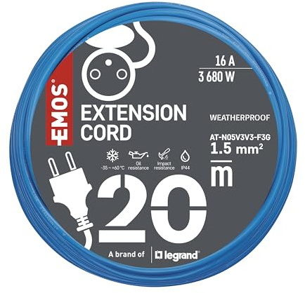 EMOS Cavo di prolunga antigelo e infrangibile, 20 metri, standard francese