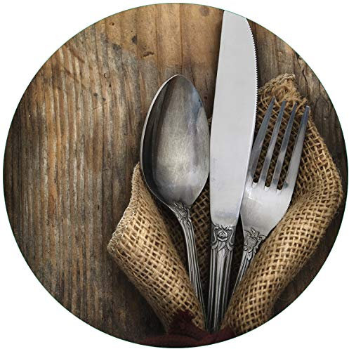 Wallario Glasbild rund Besteck Set - Rund, 50 cm Durchmesser Wandbild Glas in Premium-Qualität: Brillante Farben, freischwebende Optik