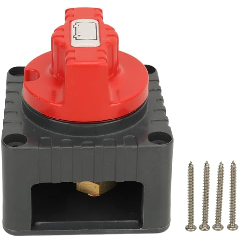 Tissting Batterieschalter, 12V–48V 300A Batterie Trennschalter Akku Power Cut Off Schalter Hauptschalter für Auto Wohnmobil Boot LKW KFZ(Grau)