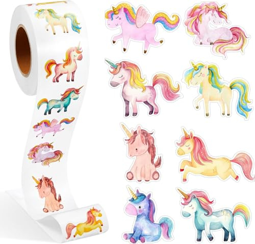 Einhorn Aufkleber, 500pcs Einhorn Belohnungssticker, Sticker Unicorn Kinder, Kinder Einhorns Aufkleber, Runde Sticker Kinders, Einhorns Scrapbooking Aufkleber, Runde Stickers Kinders