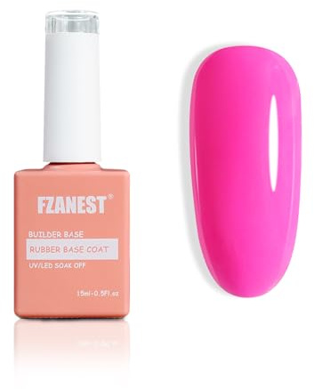 FZANEST Rubber Base Gel,6-in-1 Builder Gel in a Bottle,Aufbaugel für Gelnägel Builder Für Nägel Strengthener Extension Gel Base Coat (Hot Pink)