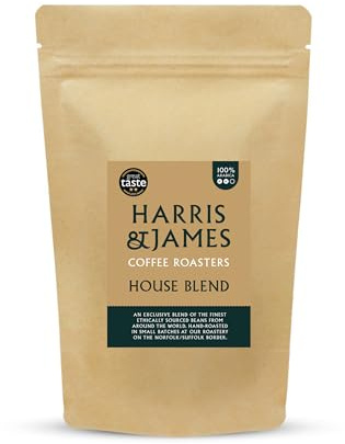 Harris & James House Blend Ground Coffee 227g, Perfect For Cafetiere, French Press or Moka Pot. With Light Acidity, Medium Body & Well Balanced From 100% Arabica (Medium Roast)