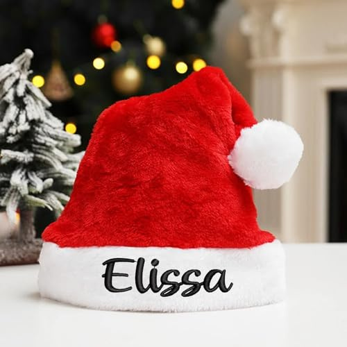 Zhongzhi Weihnachtsmütze, personalisierbarer Name, Weihnachtsmannmütze, personalisierter Name, Weihnachtsdekoration, Rot