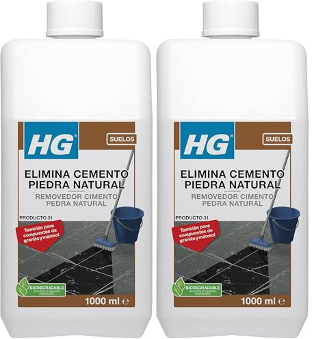 HG Elimina Cemento y Cal de Película para los Residuos en Azulejos, Mármol, Granito y Piedra Natural Calcífera, 1 L (Paquete de 2)