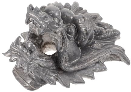 WOFASHPURET Gartenbrunnen Wandbrunnen Drachenkopf Zierbrunnen Außenbrunnen Wasserauslass Grau Stein 23x22x28cm Gartendekoration Außenbereich