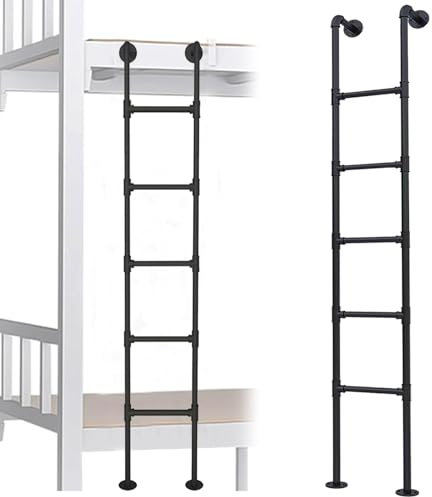 Scala a gradini per letto a castello in metallo industriale nero per capacità di 150 kg, con montaggio a parete per arrampicata antincendio di emergenza, seminterrato, finestra, pozzo personalizzabile