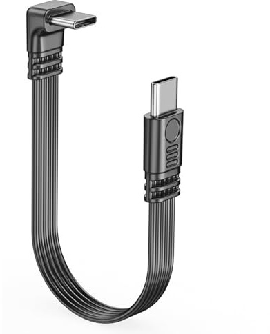 Hsupez Cavo dati USB C, cavo di prolunga USB C, angolo 90°, supporta la ricarica PD, maschio a maschio, cavo piatto in silicone, per SSD esterni, telefoni cellulari e computer portatili
