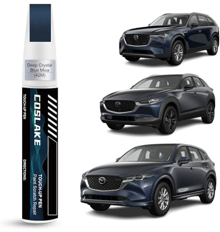 COSLAKE Car Touch Up Paint(Deep Crystal Blue Mica(42M)) for Mazda, Car Paint Scratch Repair Kit, Quick & Easy Solution to Repair, 2 in 1 Scratch Remover Pen with Color-Matched