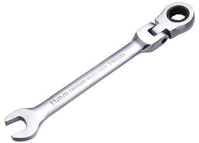 Housoutil 180degree Dual Head Wrench Ratchet Flexible Pivoting Head Adjustable Spanner Tool for Plumbers