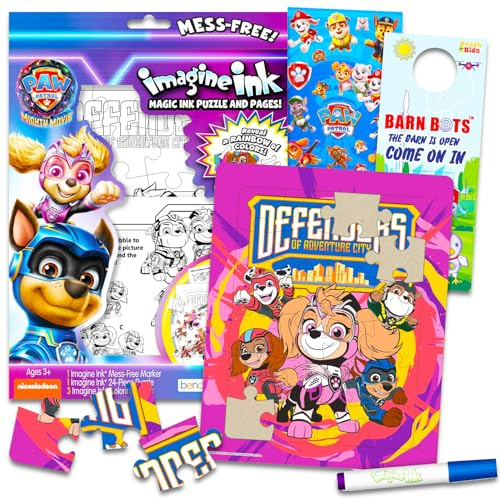 Paw Patrol Imagine Ink Puzzle-Set – Bündel mit 24-teiligem Paw Patrol Imagine Ink Malpuzzle plus Aufklebern, mehr | Paw Patrol Malaktivitäten für Mädchen, Kinder