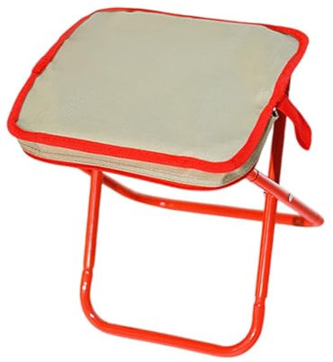 Oshhni Campinghocker, Klappstuhl, Leichter kompakter Klapphocker, Outdoor Footstool für das Wandern von Terrassenreisen Picknickgärtner, Khaki Rot