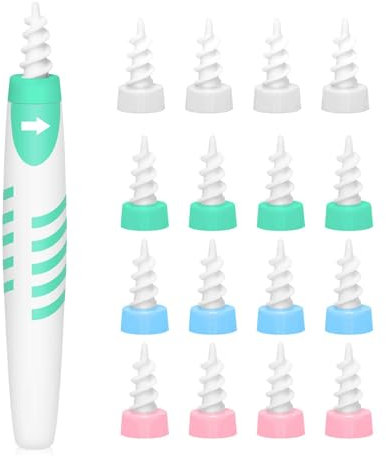 Ear Cleaner Safe Ear Wax Removal: Spiral Silicone Earwax Remover Tool with 16 Washable Tips - Ear Wax Removal Tool for Home & Travel - Ideal Ear Picker for Adults & Sensitive Ears