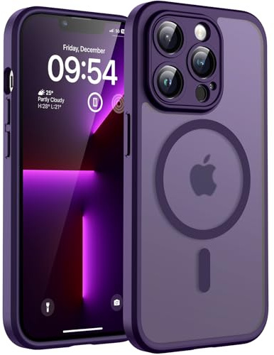 TOCOL for iPhone 13 Pro Case, Compatible with MagSafe, Midnight Purple | Full Camera Protection, Built-in Magnets, 15FT Military-Grade Shockproof Thin Slim Translucent Matte Phone Cover