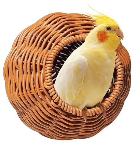Seilennest, Vogelnester, Künstliches Rattanhaus für, Realistische Nachahmung Rattan Vögel Nest für Gartenterrasse, zum Sittich, Cockatiel