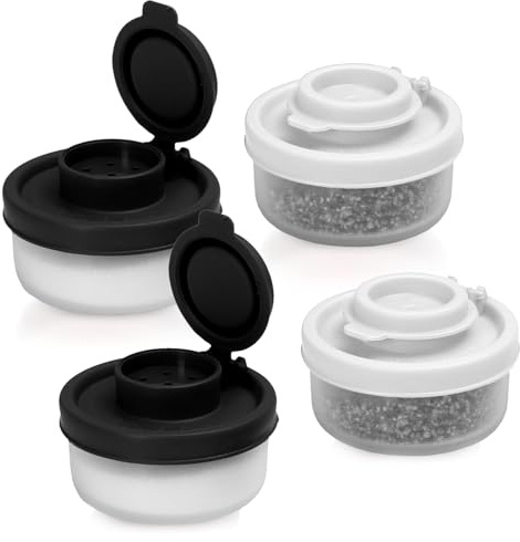 Salt and Pepper Shakers 4 Pcs Mini Travel Salt and Pepper Sets Travel Minis Camping Essentials Salt Pot with Airtight Lids Mini Seasoning Organizer for Camping Picnic Travel