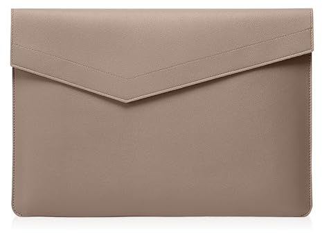 HinZann 15-16 Zoll Laptoptasche Hülle für MacBook Air/Pro - Hell Braun | für MacBook Air 15 Zoll M5 M4 M3 M2 / Pro 16 Zoll M5 M4 M3 M2 M1 Pro/Max, PU Leder, Leichtgewicht Schutzhülle, Damen Herren