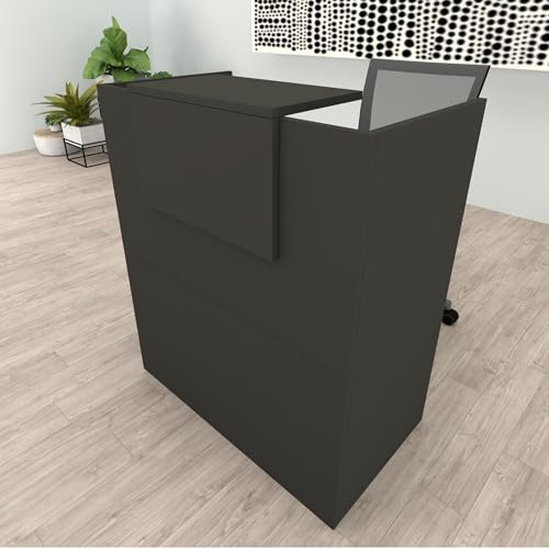 Henor Mostrador Oja. 80 x 50 x 107 cm. con Mesa Interior. Ideal para Recepción Atención Oficina Comercio Negocio Local Comercial. Grafito.