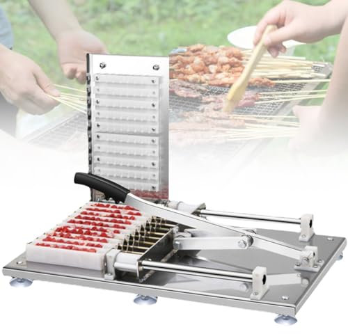 Machine à brochettes manuelle pour brochettes de mouton, machine à brochettes multifonction en bambou, parfaite pour les barbecues faits maison et la préparation des aliments de fête