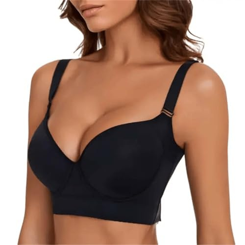 Generico Sujetador de mujer sin aros, invisible, ligero, sujetador minimizer sin costuras base top corsé espalda descubierta cuello en V sujetador embarazo suave busto yoga con tirantes estrechos