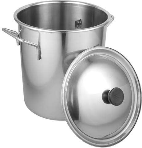 Warmhm Stainless Steel Soup Pot Large Capacity Casserole Pot Lid Multipurpose Rice Bucket for Easy Cleaning