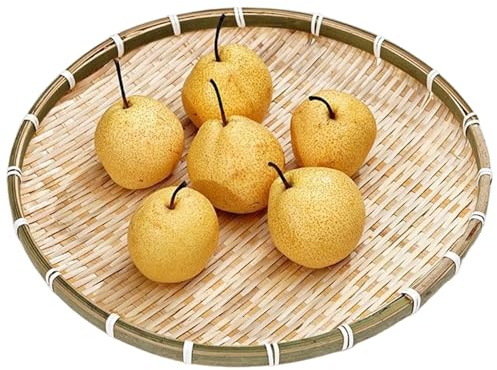 Bambuskorb, 12 runde Bambus -Servierschale, stapelbare flache Aufbewahrung gewebter Tablett Runde Obstkorb für Garten, tägliches Essen, Küchenorganisation