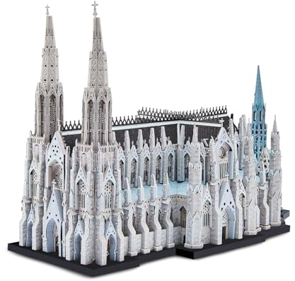 Piececool 3D Puzzle Architecture, 3D Puzzle Pierecool für 340 Edelstahl, Ganzes, 1:1 Wiederherstellen, Geburtstagsgeschenk, Modellbausatz Erwachsene Teile (St. Patrick's Cathedral)