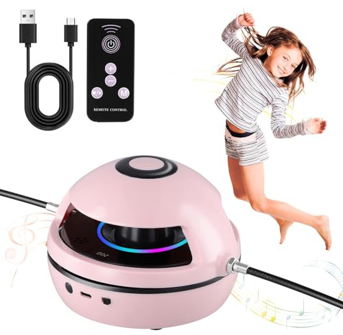 Elektronische Springseil Maschine mit Zähler für Kinder, Smart Jump Rope Machine mit Fernbedienung 1-10 Geschwindigkeitsstufen, LED-Bildschirm, Bluetooth Musik, Farblicht, Skipzone Seilspringen Kinder