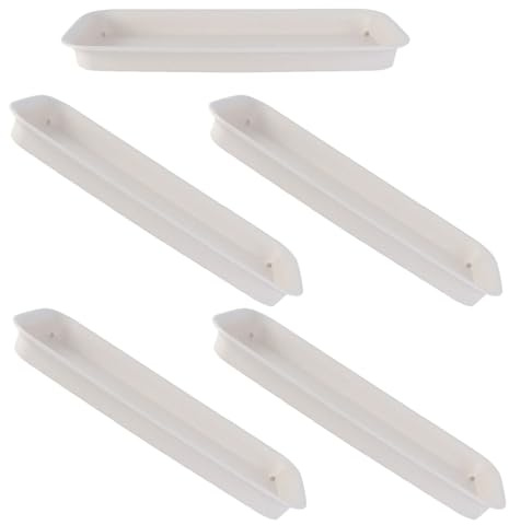 HOODANCOS Set 5 Sottovasi per Piante da Interno in Plastica Resistente Vassoio Rettangolare 21X85 CM per Raccolta Acqua Contenitore per Vasi da Fiori e Giardinaggio Domestico
