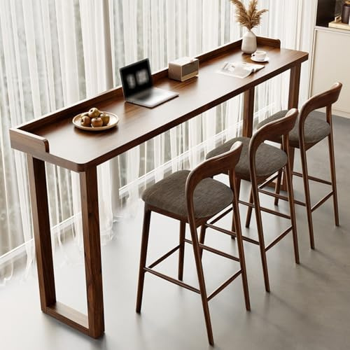 Köksbartabell i Bartabellhöjd, Massiv Trä Hög Bartabell för Kaffe, Väggmonterad Hög Bord för Balkong, För Kök, Café, Liten Utrymme(Brown,120x40x105cm/47x16x41in)