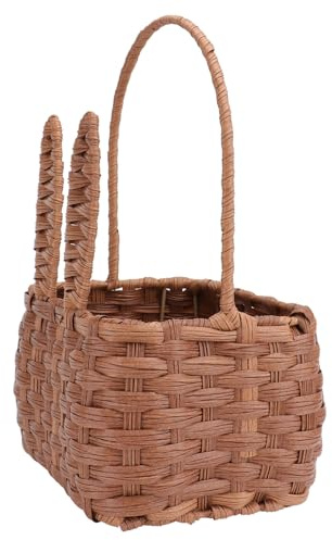 SUPVOX Cestino Portaoggetti Intrecciato in Rattan Sintetico Marrone Chiaro, Cestino da Viaggio Primaverile Portatile per Picnic ed Esterni, Contenitore Multiuso per Frutta e Decorazioni