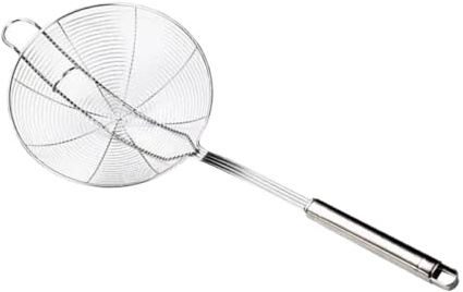SUPVOX Colador Espumadera de Acero Inoxidable Grande con Doble Gancho, Utensilio para Cocina y Freír, Cuchara Ranurada Resistente al Calor para Ollas y Sartenes, Adecuado para Escurrir