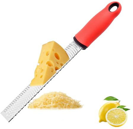 svpfuo Rallador de limón acero inoxidable, rallador de parmesano, rallador de queso rallador rallador, 32 cm x 3,6 cm, cepillo fino, mango cómodo, adecuado para queso, molienda, limón, chocolate