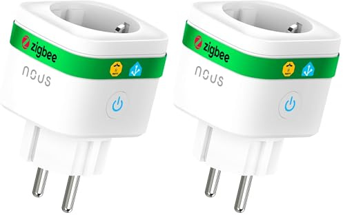 NOUS A7Z ZigBee Smart Socket con Monitorización de Energía, 16A, App y control por voz, Temporizador y Horarios, Compatible con Alexa, Google Home, Home Assistant, Tuya, Requiere ZigBee Hub