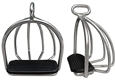 SheerFaring 1 Par de Estribos Flexibles Antideslizantes de Acero de Alta Resistencia con Almohadilla de Goma, Herramienta Ecuestre para Montar Y Deporte