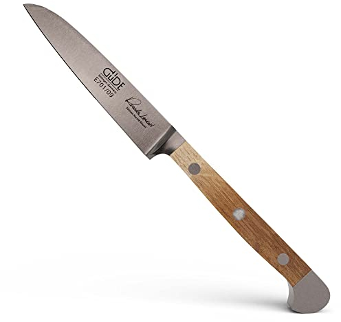 GÜDE Solingen - Gemüsemesser geschmiedet, 9 cm, Fasseichenholz, ALPHA FASSEICHE, Doppelkropf, Handmade Germany