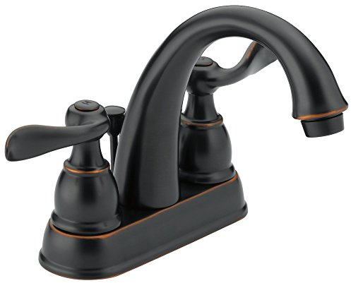 Delta Windemere Centerset Oil Rubbed Bronze Bathroom Faucet, 4 Inch 3 Hole Bathroom Sink Faucet for Vanity, Metal Push-Pop Drain Assembly, Oil Rubbed Bronze B2596LF-OB