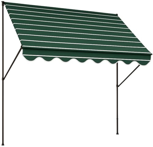 ANGERER Klemmmarkise Exklusiv grün, 350 cm | Markise für Sonnenschutz, Montage ohne Bohren, ideale Balkonmarkise für Mietwohnungen, Made in Germany, waschbarer Stoff