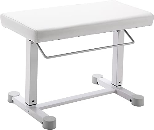 K&M 14080 Klavierbank Uplift Reinweiss - Stahl, Kunstleder - Höhenverstellbarer Keyboard-Polstersitz mit Gasdruckfeder