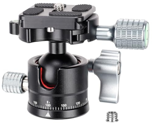 Koolehaoda Low Profile Mini Ball Head, Tripod Head Camera 360° Panoramic with 1/4 Screw Arca-Type QR Plate for Tripod,Slider and DSLR Cameras, Maximum Load 22lb / 10kg -(E1)