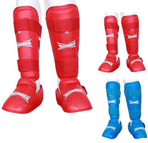 Twister Muay Thai, Boxing, Kickboxing,Karate, Taekwondo, MMA Shin & Instep Padded Guards, Shin in Steps, Shin Guards (RED, XS)