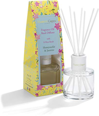 Hassett Green London Fragrance Oil Reed Diffuser - 100ml Glass Bottle with 8 Fibre Reeds - Honeysuckle & Jasmine