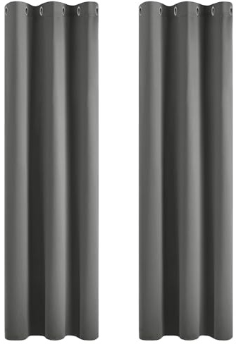Deconovo Curtains Thermal Insulated Blackout Curtains Blackout Material Eyelet Curtains for Windows Light Grey 42 x 90 Inch 2 Panels