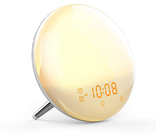 HOXMOMA Sunrise Wake-Up Light, Digitale Wecker für Schlafzimmer, USB-Ladegerät für Nachtlicht, 2 Wecksets, für Erwachsene, Kinder und schwere Schläfer