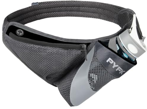 PYFK Running Belt Hydration Waist Pack with Water Bottle Holder for Men Women Waist Pouch Fanny Bag Reflective (Black)