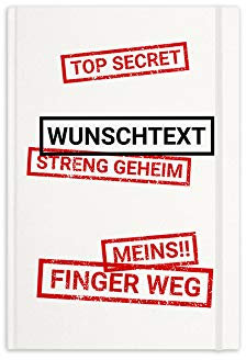 printplanet® - Notizbuch mit Name oder Text selbst gestalten - A5 Tagebuch personalisieren und bedrucken - Motiv: Top Secret