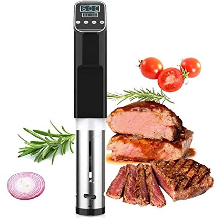 SMSOM Machine sous Vide, cuisinière de circulateur d'immersion précis 1000W, cuisinière précise Ultra-Calme, Acier Inoxydable, Clips sur Un conteneur Profond