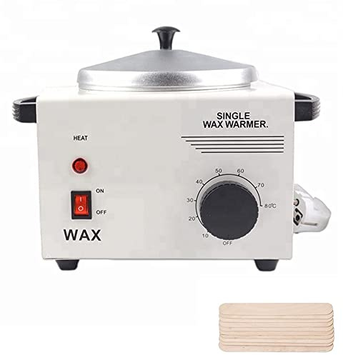 Single Pot Wax Warmer Professional Electric Wax Heater Machine Facial Skin SPA Equipment with Adjustable Temperature Set with Wood Craft Sticks（50 Pcs）